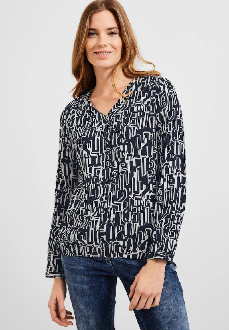 Cecil Blusen*Bluse mit Buchstabenprint deep blue