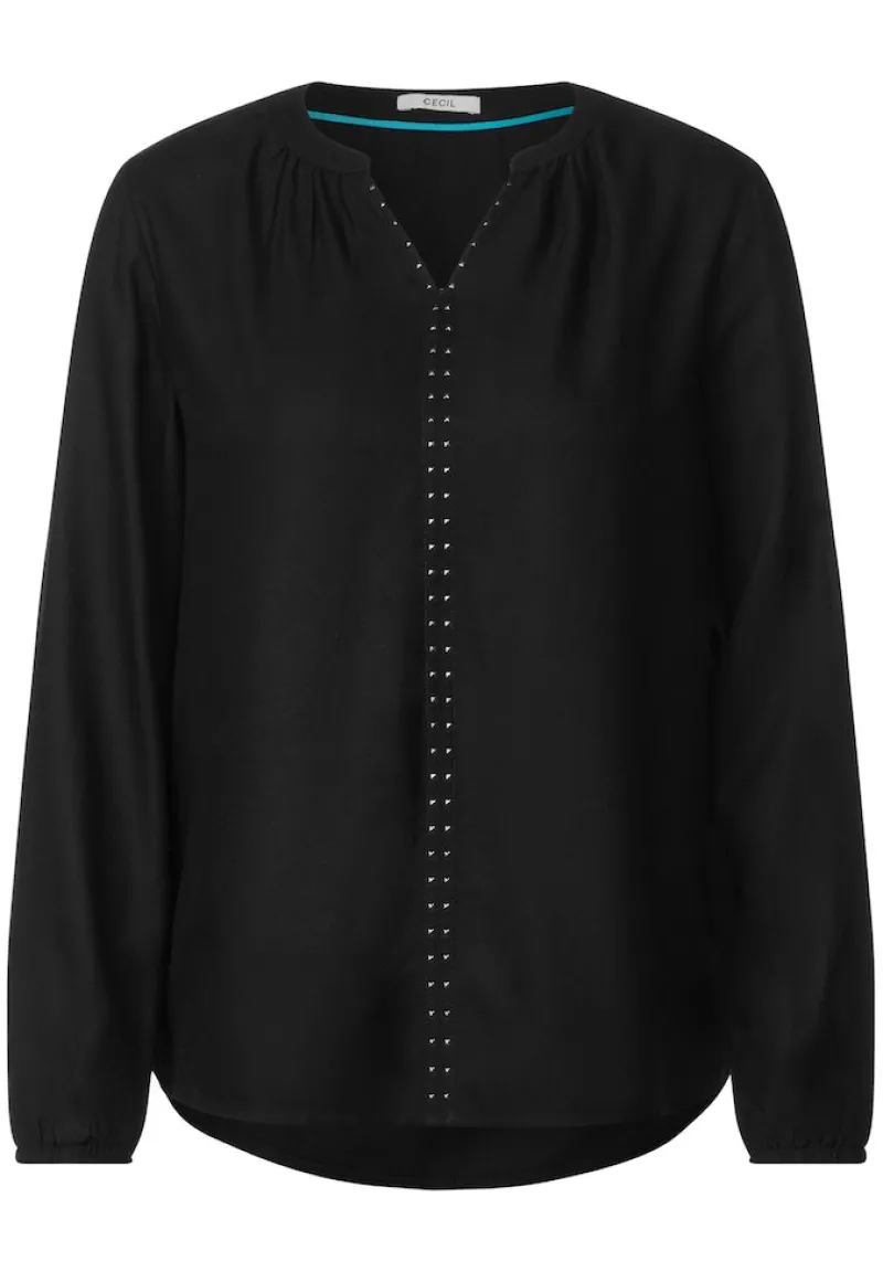 Cecil Blusen*Bluse mit Dekosteinen Black