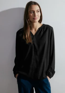 Cecil Blusen*Bluse mit Dekosteinen Black
