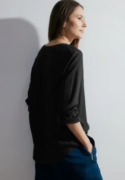 Cecil Blusen*Bluse mit Dekosteinen Black