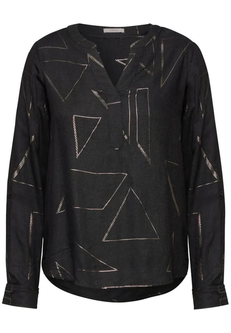 Cecil Blusen*Bluse mit Folienprint black melange