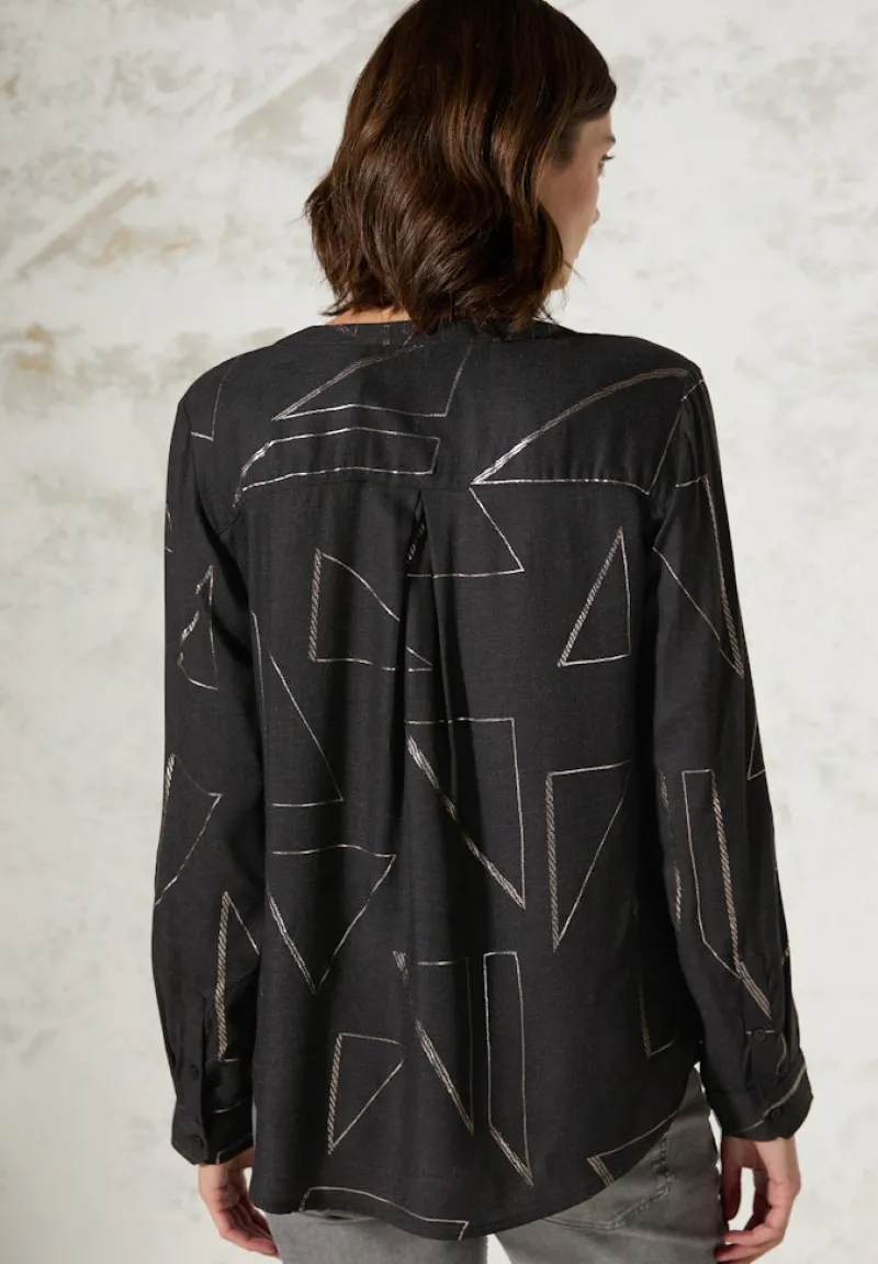 Cecil Blusen*Bluse mit Folienprint black melange