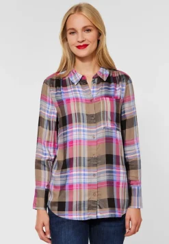 Street One Blusen*Bluse mit Karomuster dark deer brown