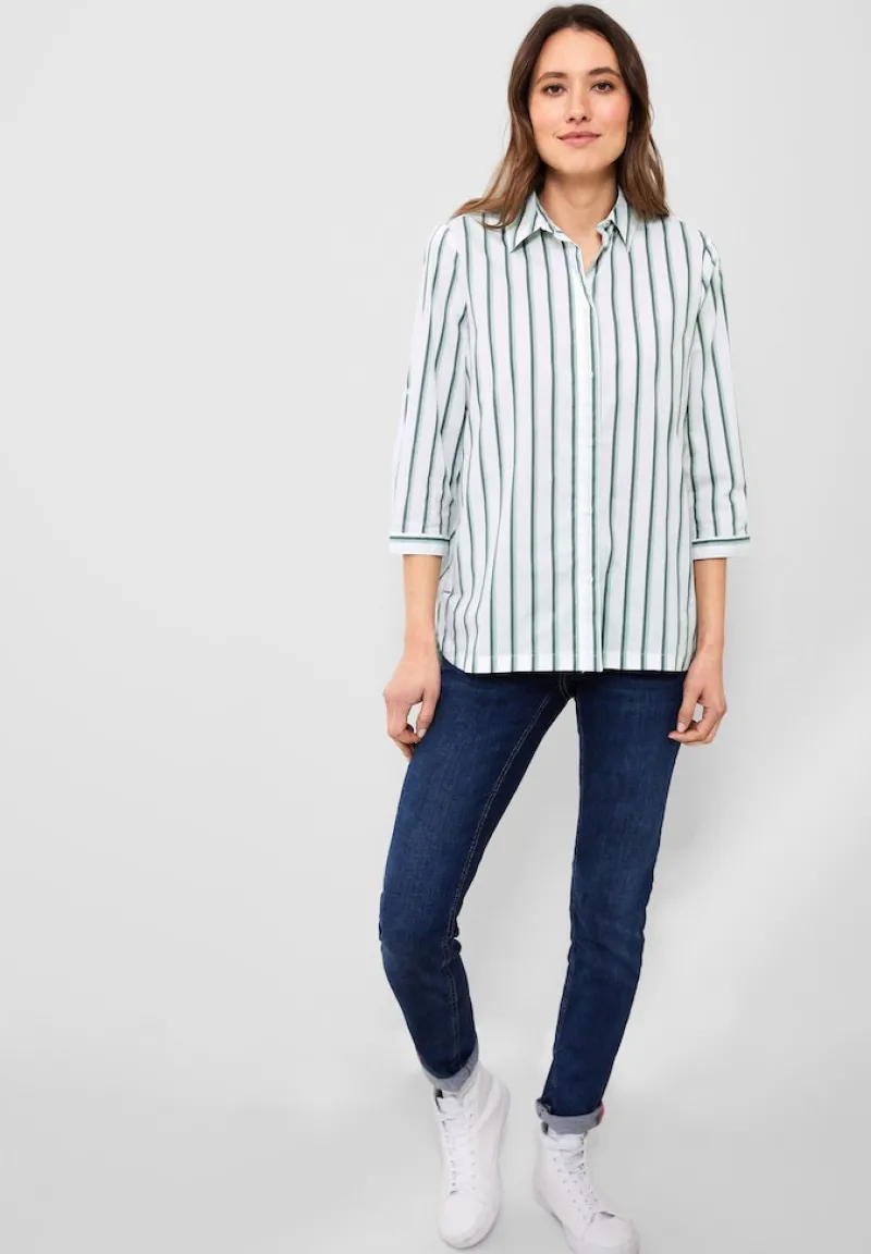 Cecil Blusen*Bluse mit Multicolorstreifen easy khaki