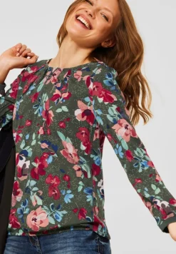 Cecil Blusen*Bluse mit Print und Zipper utility olive