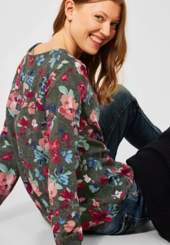 Cecil Blusen*Bluse mit Print und Zipper utility olive