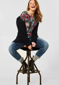 Cecil Blusen*Bluse mit Print und Zipper utility olive