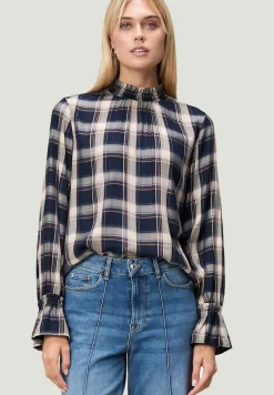 Zero Blusen*Bluse mit Rüschen dark bluebeige