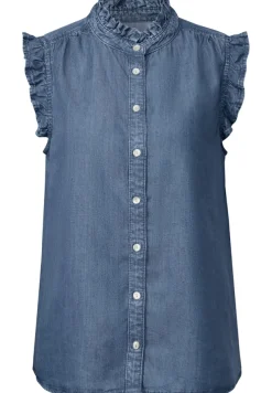 STREET ONE STUDIO Blusen*Bluse mit Rüschendetails medium blue soft washed