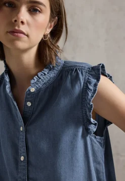 STREET ONE STUDIO Blusen*Bluse mit Rüschendetails medium blue soft washed