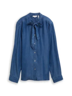 Tom Tailor Blusen*Bluse mit Schleifen-Detail blue denim dark wash