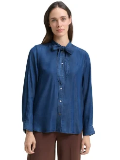 Tom Tailor Blusen*Bluse mit Schleifen-Detail blue denim dark wash