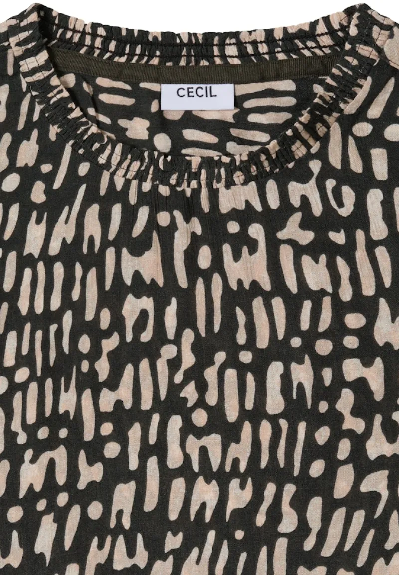 Cecil Blusen*Bluse mit Smock-Ausschnitt raw khaki