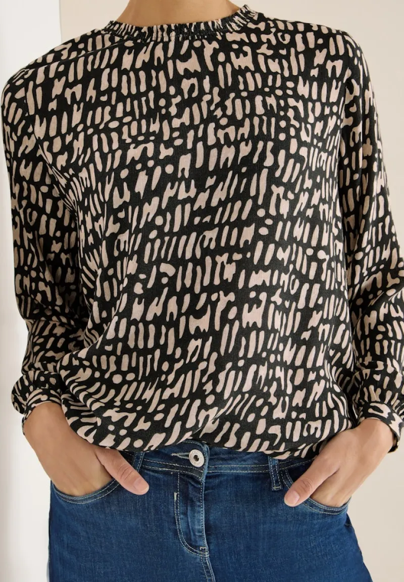 Cecil Blusen*Bluse mit Smock-Ausschnitt raw khaki