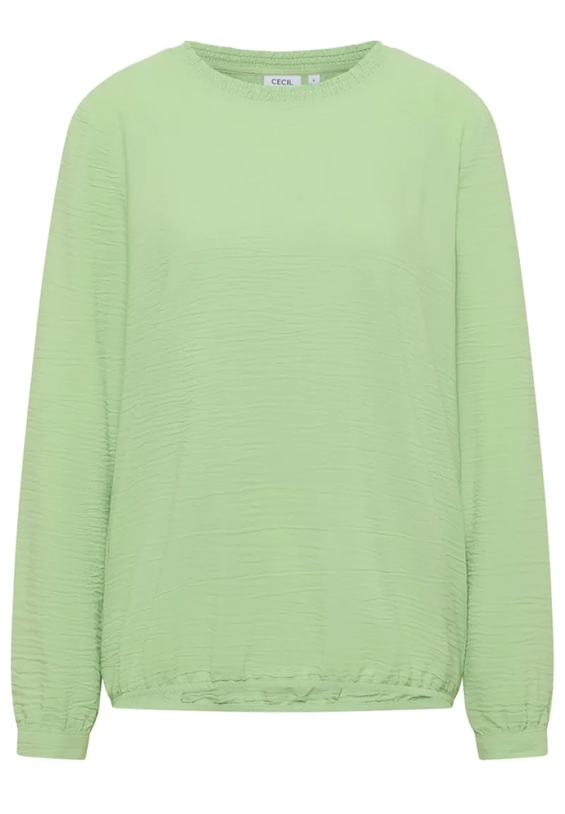 Cecil Blusen*Bluse mit Smock-Ausschnitt bamboo green