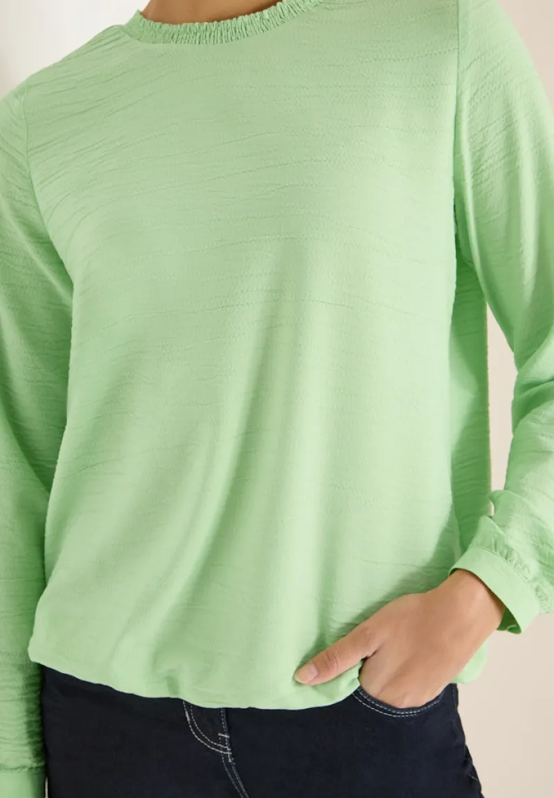 Cecil Blusen*Bluse mit Smock-Ausschnitt bamboo green