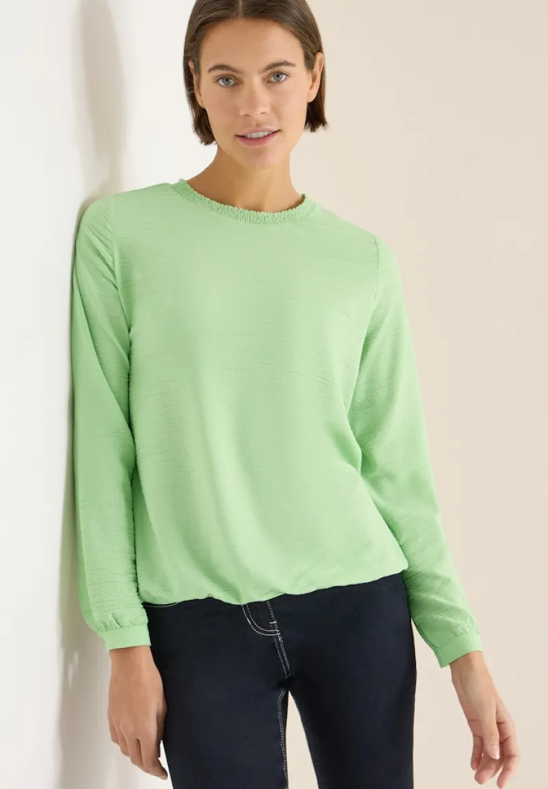 Cecil Blusen*Bluse mit Smock-Ausschnitt bamboo green