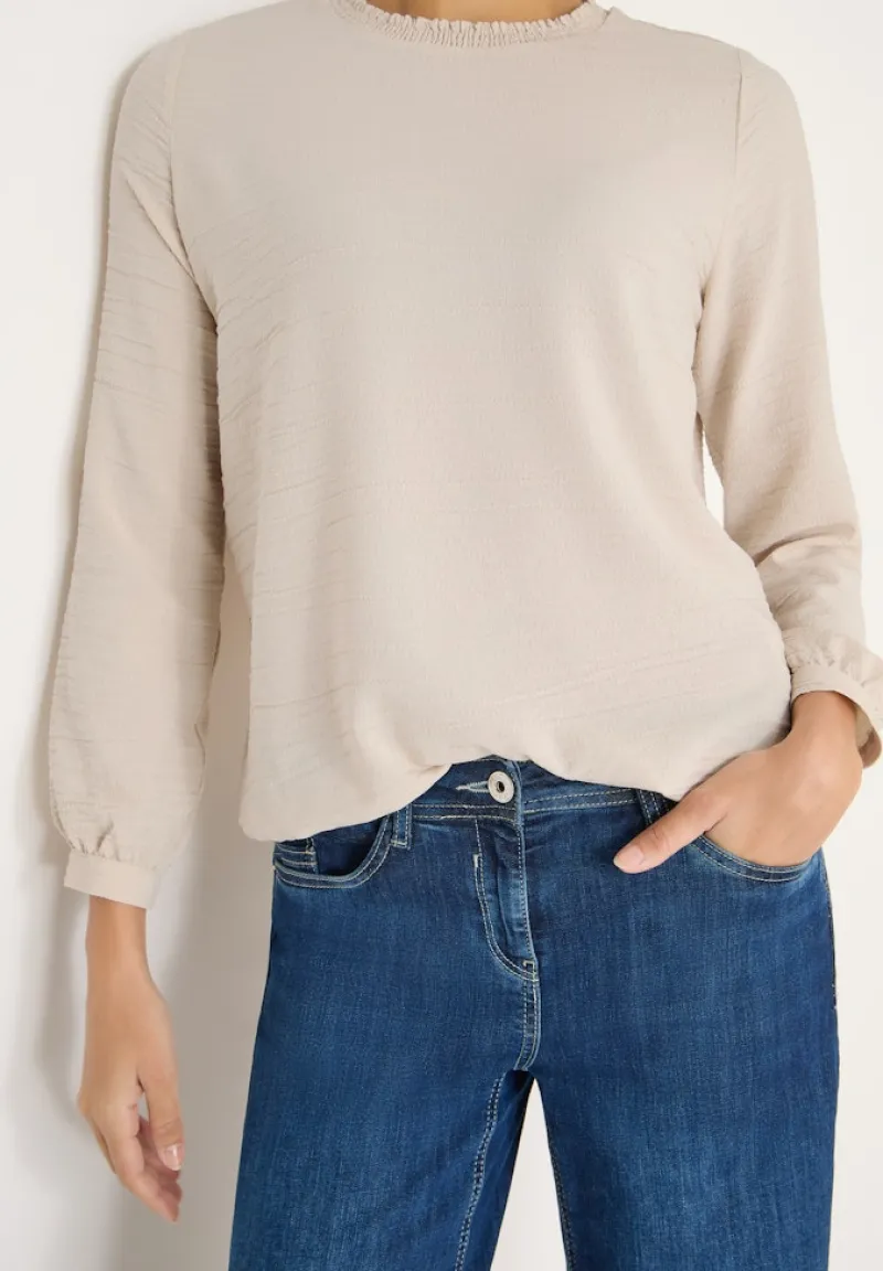 Cecil Blusen*Bluse mit Smock-Ausschnitt pearl beige