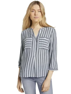 Tom Tailor Blusen*Bluse mit Streifenmuster offwhite navy vertical stripe