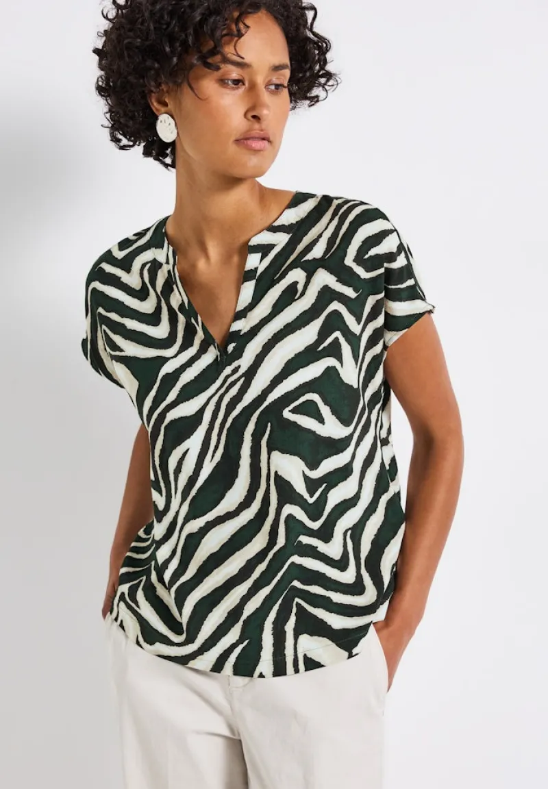 Street One Blusen*Bluse mit Zebra-Muster pine grove green