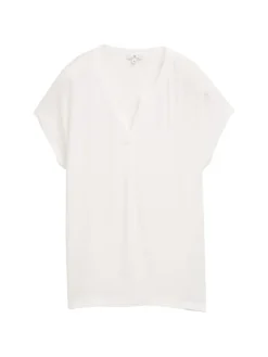 Tom Tailor Blusen*Blusenshirt im Material-Mix whisper white