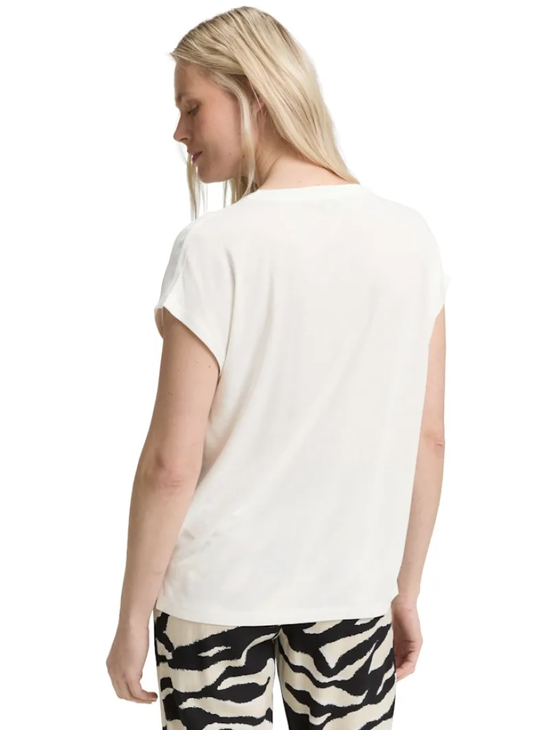 Tom Tailor Blusen*Blusenshirt im Material-Mix whisper white