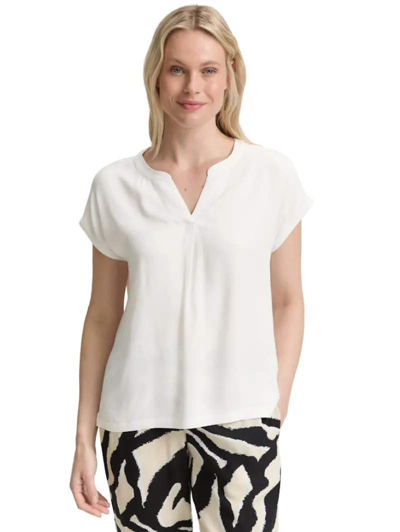 Tom Tailor Blusen*Blusenshirt im Material-Mix whisper white
