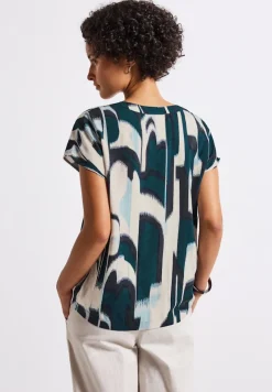 Street One Blusen*Blusenshirt mit Ikat Print tide blue