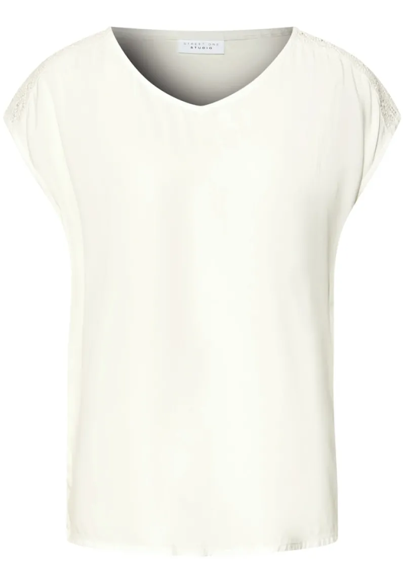 STREET ONE STUDIO Blusen*Blusenshirt mit Spitze off white