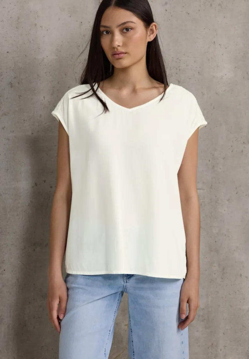 STREET ONE STUDIO Blusen*Blusenshirt mit Spitze off white