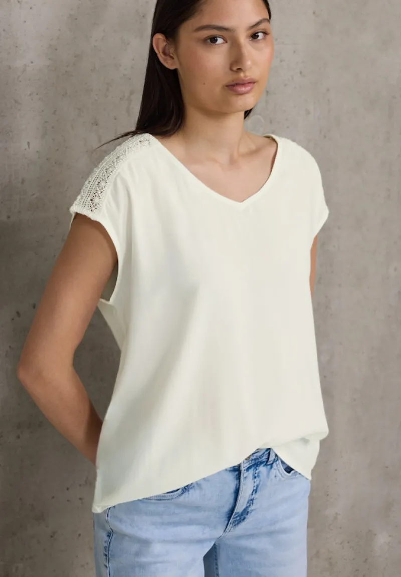 STREET ONE STUDIO Blusen*Blusenshirt mit Spitze off white
