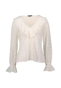Zero Blusen*Boho-Bluse aus Spitze Eggnog
