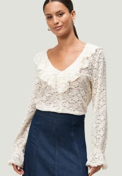 Zero Blusen*Boho-Bluse aus Spitze Eggnog