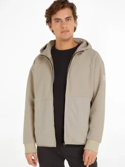 Calvin Klein Pullover & Sweatshirts|Big Boys*BONDED FLEECE ZIP HOODED JACKET stony beige
