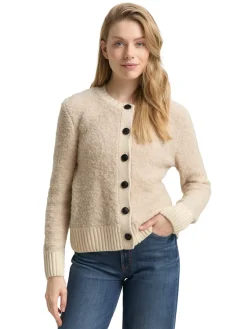Tom Tailor Pullover & Sweatshirts*Bouclé Cardigan mit Wollanteil sand stone beige melange