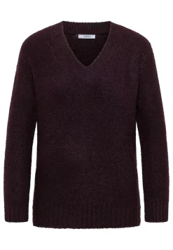 Cecil Pullover & Sweatshirts*Bouclé V-Neck Pullover eggplant red