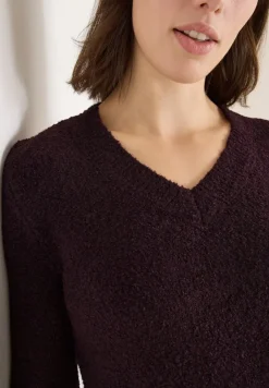 Cecil Pullover & Sweatshirts*Bouclé V-Neck Pullover eggplant red