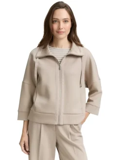 Tom Tailor Pullover & Sweatshirts*Boxy Fit Scuba Sweatjacke soft taupe grey