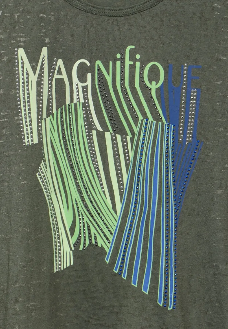 Cecil Shirts*Burn Out T-Shirt mit Print cool khaki