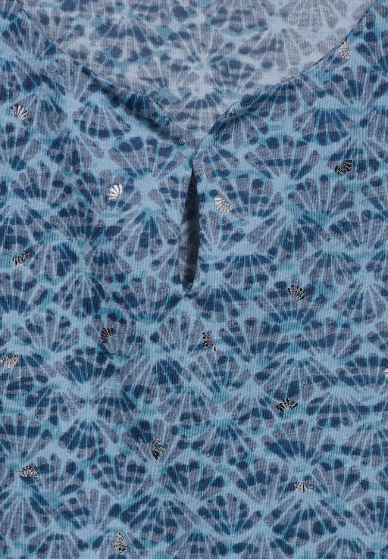 Cecil Shirts*Burn-Out Print Top easy blue