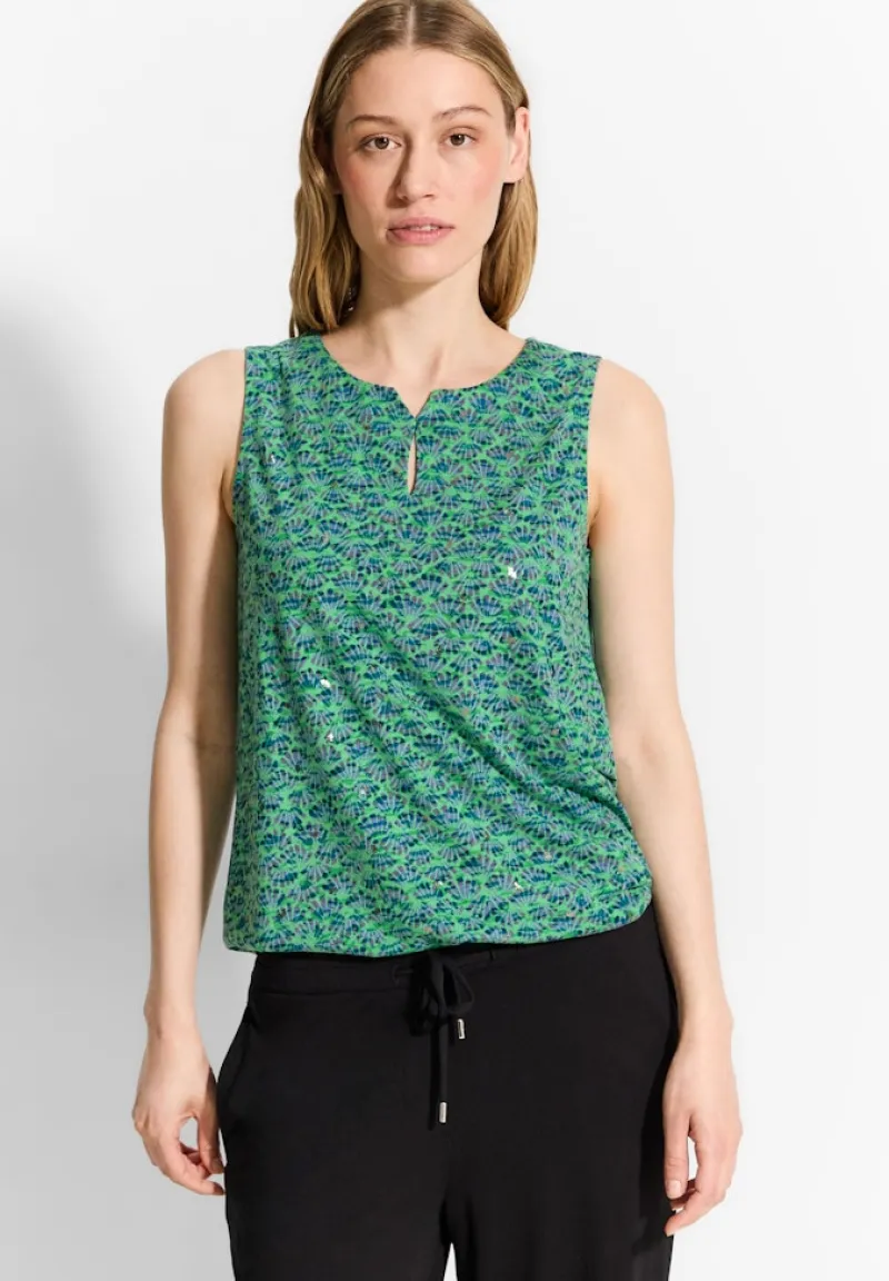 Cecil Shirts*Burn-Out Print Top fresh apple green