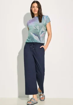 Cecil Shirts*Burn-Out T-Shirt mit Print fir green