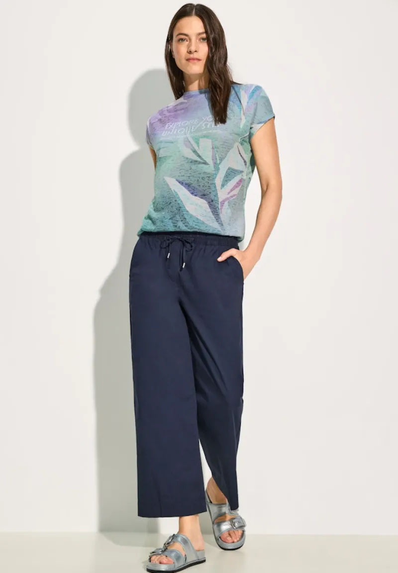 Cecil Shirts*Burn-Out T-Shirt mit Print fir green