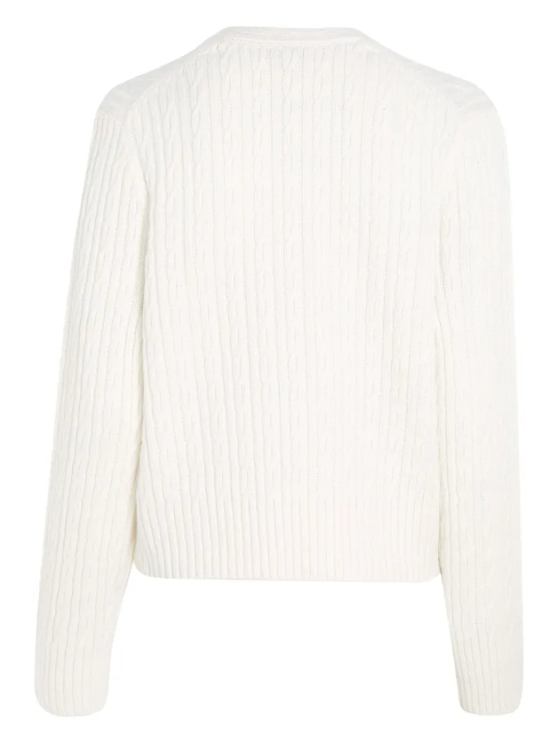 Tommy Hilfiger Pullover & Sweatshirts*CABLE ALL OVER V-NK SWEATER ecru