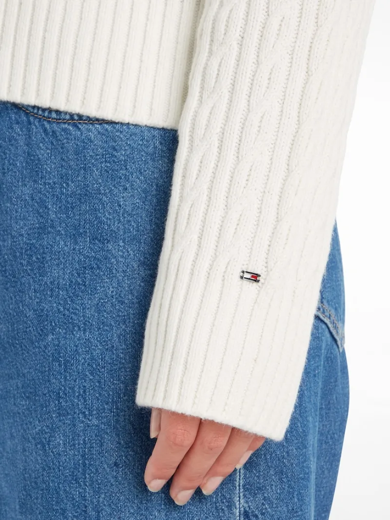 Tommy Hilfiger Pullover & Sweatshirts*CABLE ALL OVER V-NK SWEATER ecru