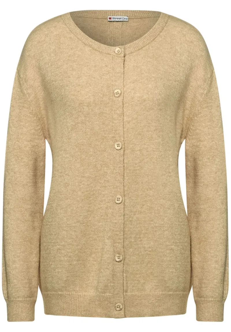 Street One Pullover & Sweatshirts*Cardigan mit Rippbündschen clear sand melange