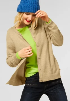 Street One Pullover & Sweatshirts*Cardigan mit Rippbündschen clear sand melange