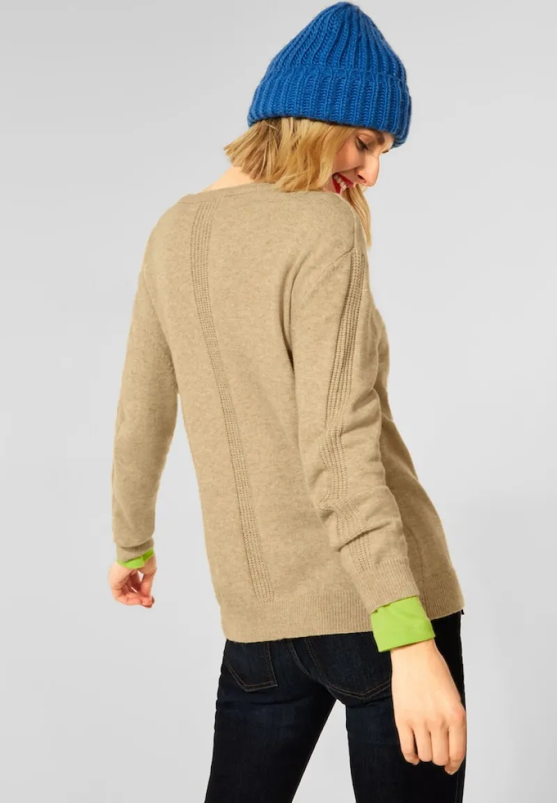 Street One Pullover & Sweatshirts*Cardigan mit Rippbündschen clear sand melange