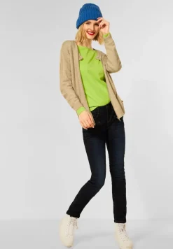 Street One Pullover & Sweatshirts*Cardigan mit Rippbündschen clear sand melange