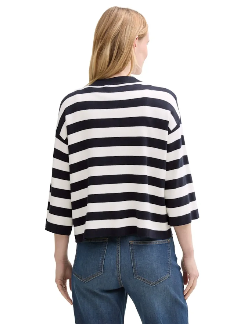 Tom Tailor Pullover & Sweatshirts*Cardigan mit Streifenmuster navy offwhite block stripe